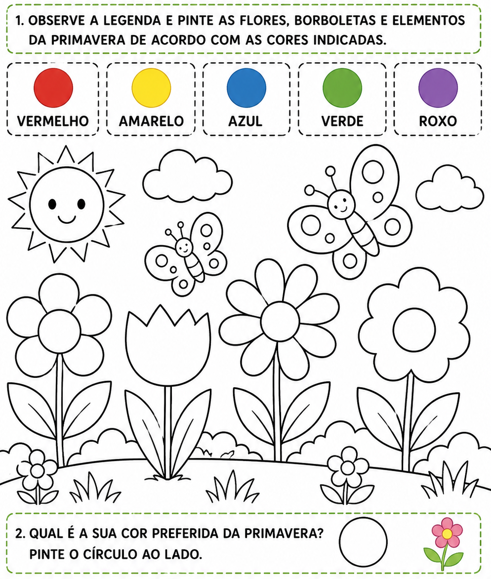 ATIVIDADES TEMA PRIMAVERA TRABALHANDO VOGAIS E CORES